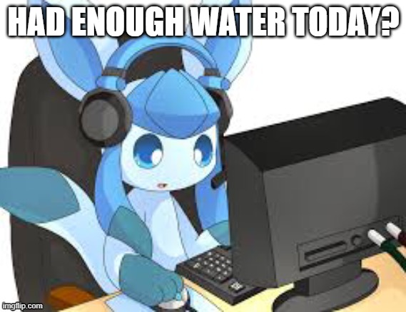 gaming glaceon | HAD ENOUGH WATER TODAY? | image tagged in gaming glaceon | made w/ Imgflip meme maker