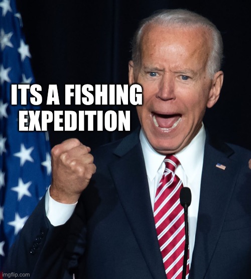 ITS A FISHING EXPEDITION | image tagged in biden kicks his own ass | made w/ Imgflip meme maker