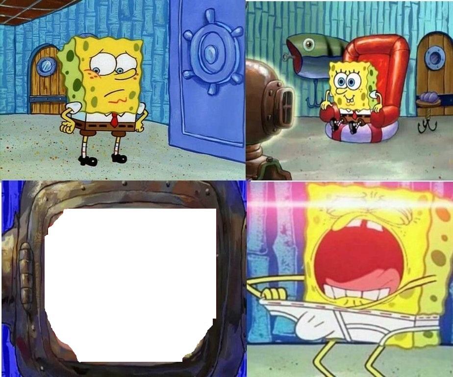 spongebob watching the tv Blank Meme Template
