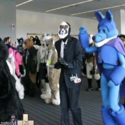 Team fortress 2 spy disguised in a furry convention | image tagged in e | made w/ Imgflip meme maker