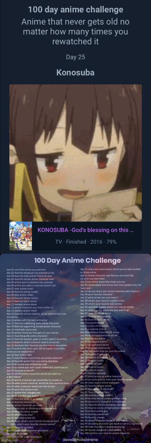 image tagged in 100 day anime challenge | made w/ Imgflip meme maker