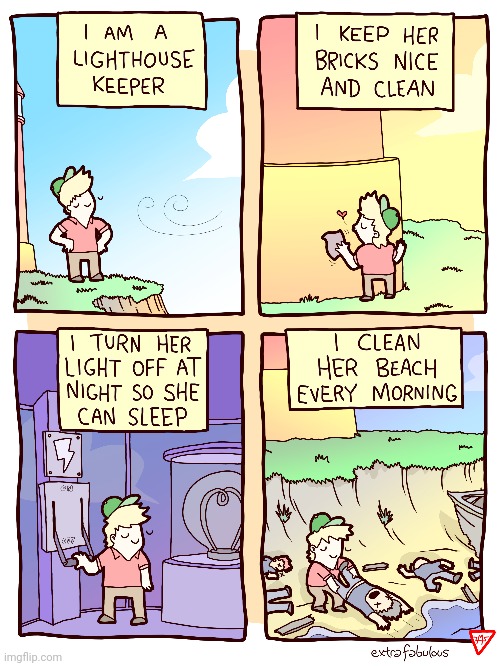 The Lighthouse Keeper | image tagged in lighthouse,beach,comics,comics/cartoons,comic,beaches | made w/ Imgflip meme maker