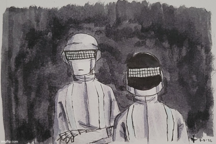 This drawing of Daft Punk in TRON: Legacy | made w/ Imgflip meme maker