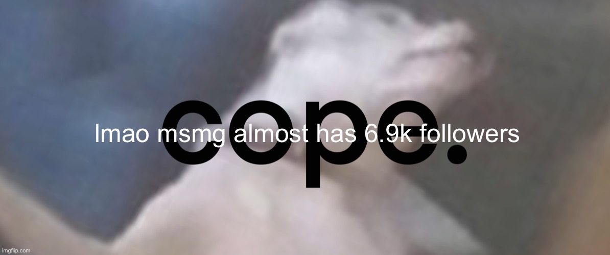 cope | lmao msmg almost has 6.9k followers | image tagged in cope | made w/ Imgflip meme maker