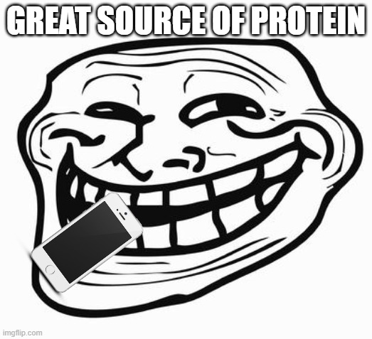 top ten sources of protein | GREAT SOURCE OF PROTEIN | image tagged in trollface,funny | made w/ Imgflip meme maker
