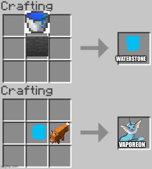 Seems pretty legit | WATERSTONE; VAPOREON | image tagged in synthesis | made w/ Imgflip meme maker