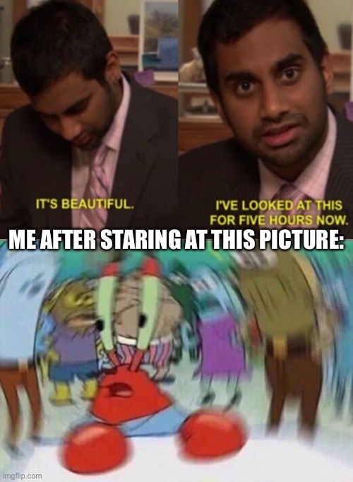 ME AFTER STARING AT THIS PICTURE: | image tagged in mr crabs | made w/ Imgflip meme maker