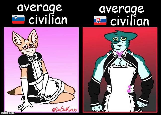 fem MAN | average 🇸🇮 civilian; average 🇸🇰 civilian | made w/ Imgflip meme maker