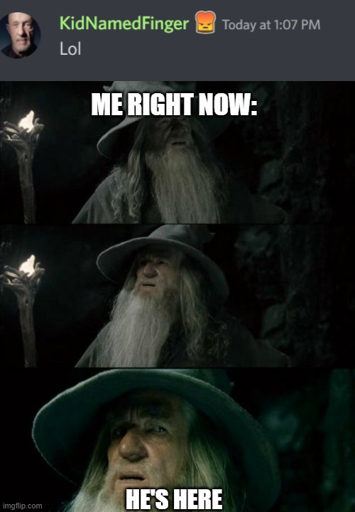 i found him | ME RIGHT NOW:; HE'S HERE | image tagged in memes,confused gandalf | made w/ Imgflip meme maker