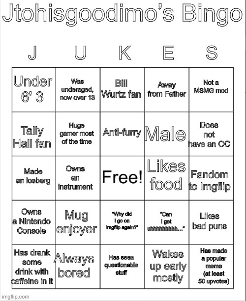 Just a reminder that I do have a bingo | image tagged in jtohisgoodimo s bingo | made w/ Imgflip meme maker