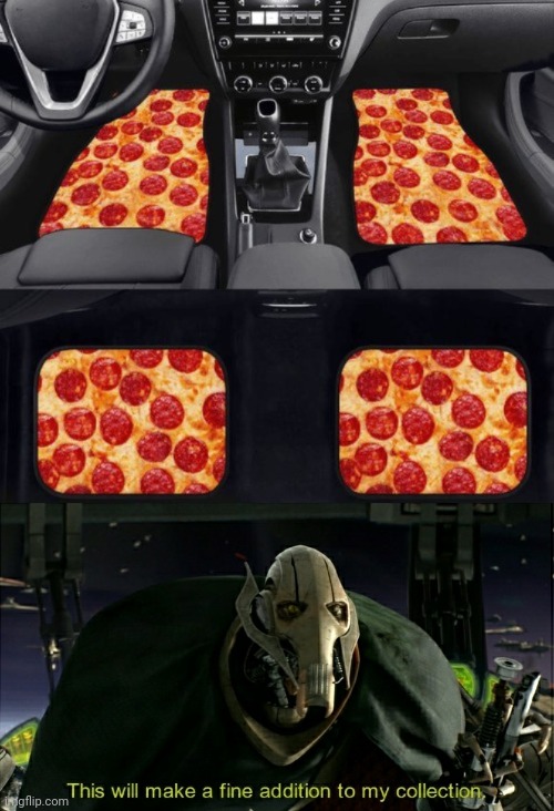 Pepperoni pizza floor mat | image tagged in this will make a fine addition to my collection,pepperoni pizza,floor mat,memes,pizza,car | made w/ Imgflip meme maker