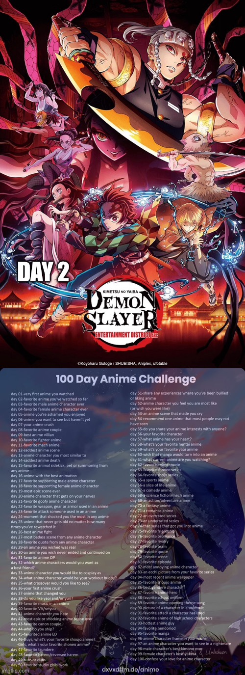 DAY 2 | image tagged in 100 day anime challenge | made w/ Imgflip meme maker