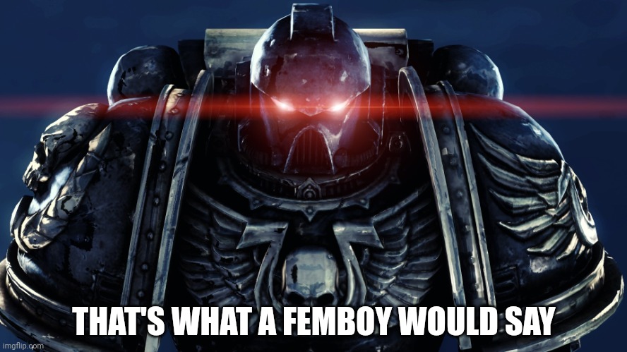Space Marines | THAT'S WHAT A FEMBOY WOULD SAY | image tagged in space marines | made w/ Imgflip meme maker