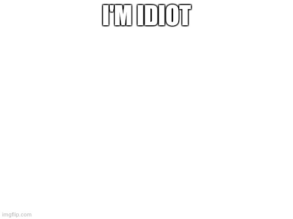 Blank White Template | I'M IDIOT | image tagged in blank white template | made w/ Imgflip meme maker