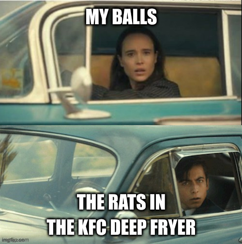Vanya and Five | MY BALLS; THE RATS IN THE KFC DEEP FRYER | image tagged in vanya and five | made w/ Imgflip meme maker