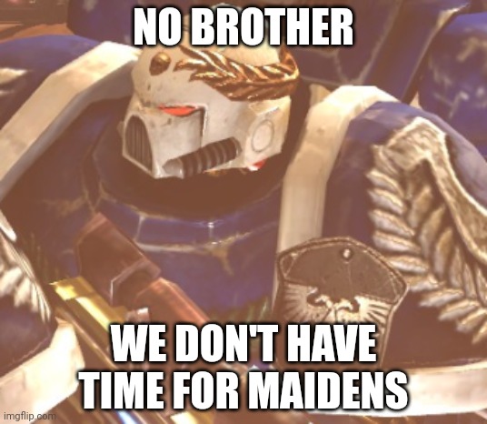 What? | NO BROTHER WE DON'T HAVE TIME FOR MAIDENS | image tagged in what | made w/ Imgflip meme maker