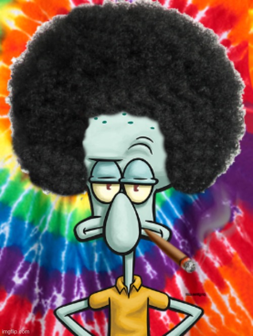 afro squidward | image tagged in stoner,70s,afro | made w/ Imgflip meme maker