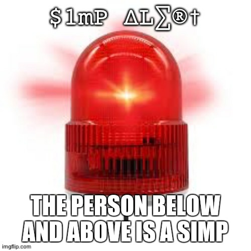 simp alert | THE PERSON BELOW AND ABOVE IS A SIMP | image tagged in simp alert | made w/ Imgflip meme maker