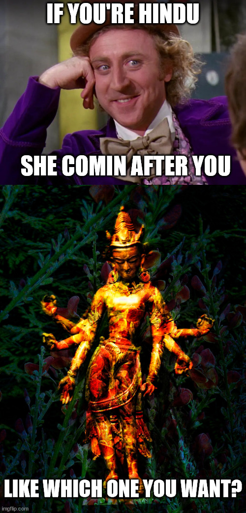 IF YOU'RE HINDU SHE COMIN AFTER YOU LIKE WHICH ONE YOU WANT? | made w/ Imgflip meme maker
