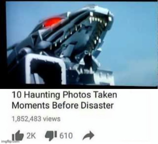 Context: the image is scene from Godzilla vs Mechagodzilla 3 Where Mechagodzilla (Kiryu) goes out of control | image tagged in 10 haunting photos taken momonets from disaster | made w/ Imgflip meme maker