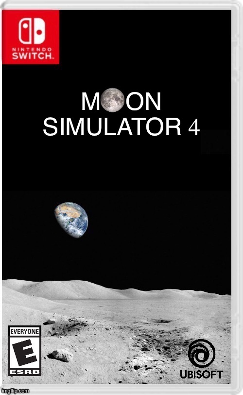 Moon Simulator 4 (with fixed illustration) | M    ON SIMULATOR 4 | image tagged in moon,nintendo,fake | made w/ Imgflip meme maker