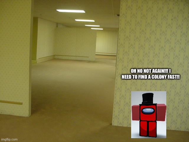 chapter 1 - Amogus noclips into the backrooms | OH NO NOT AGAIN!!! I NEED TO FIND A COLONY FAST!! | image tagged in the backrooms | made w/ Imgflip meme maker