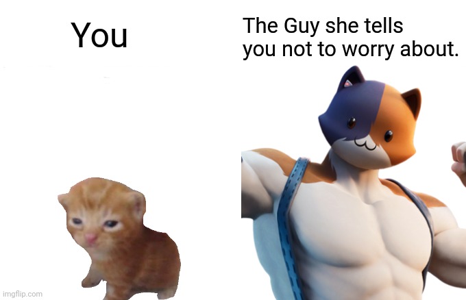 You; The Guy she tells you not to worry about. | image tagged in who would win,memes | made w/ Imgflip meme maker