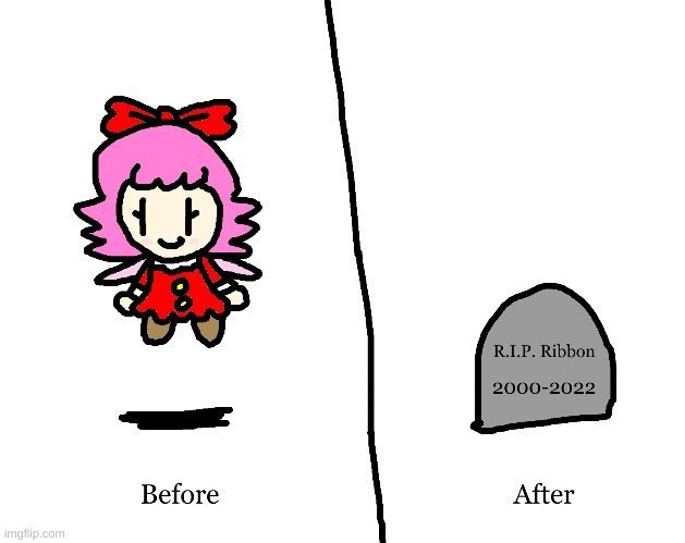 Death of Ribbon (Because she didn't debut in a new Kirby game) | image tagged in ribbon,kirby 64,death,gravestone,fanart,funny | made w/ Imgflip meme maker