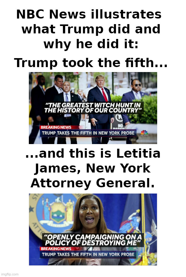 NBC News illustrates what Trump did and why he did it | image tagged in nbc,trump,letitia james,witch hunt | made w/ Imgflip meme maker