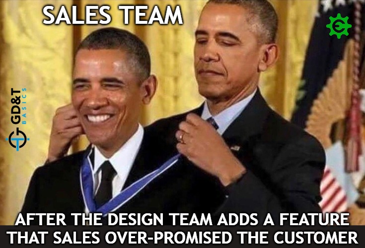 "Oh, Sure, we can definitely do that!".... |  SALES TEAM; AFTER THE DESIGN TEAM ADDS A FEATURE THAT SALES OVER-PROMISED THE CUSTOMER | image tagged in manufacturing,engineering,engineer,the engineer,engineering professor,sales | made w/ Imgflip meme maker