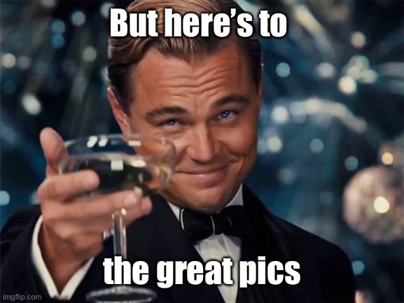 wolf of wall street | But here’s to the great pics | image tagged in wolf of wall street | made w/ Imgflip meme maker