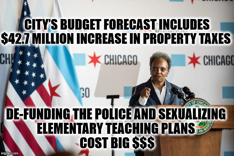 CITY’S BUDGET FORECAST INCLUDES $42.7 MILLION INCREASE IN PROPERTY TAXES; DE-FUNDING THE POLICE AND SEXUALIZING 
ELEMENTARY TEACHING PLANS 
COST BIG $$$ | made w/ Imgflip meme maker