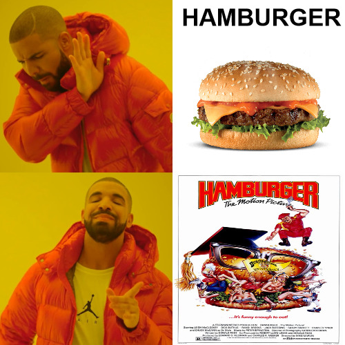 I ONLY LIKE MY BURGERS FROM ONE PLACE FUDDRUCKERS! | HAMBURGER | image tagged in memes,drake hotline bling | made w/ Imgflip meme maker