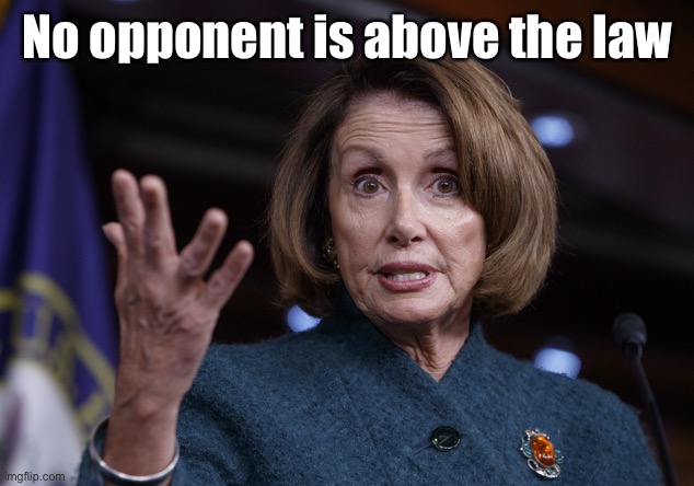 Good old Nancy Pelosi | No opponent is above the law | image tagged in good old nancy pelosi | made w/ Imgflip meme maker