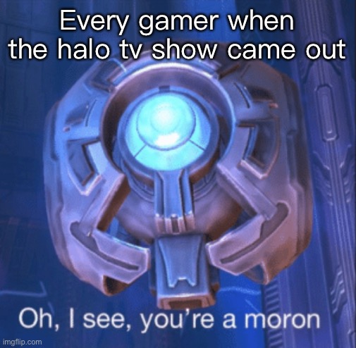 I see you’re a moron | Every gamer when the halo tv show came out | image tagged in i see you re a moron | made w/ Imgflip meme maker