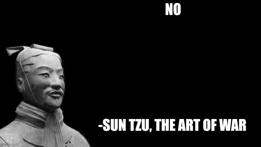 Sun Tzu | NO -SUN TZU, THE ART OF WAR | image tagged in sun tzu | made w/ Imgflip meme maker