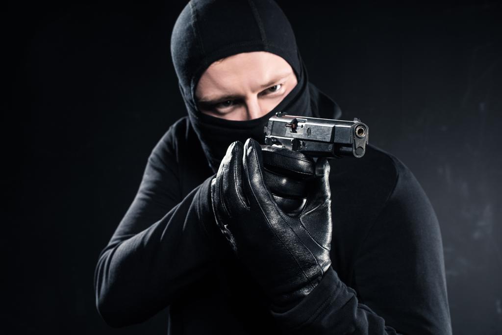 Thief pointing gun armed robber Blank Meme Template