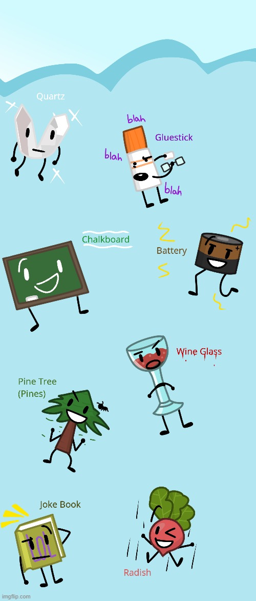 so I'm maybe possibly gonna make a prequel for t.o.o.s and here's the cast I haven't decided on a host yet tho | made w/ Imgflip meme maker