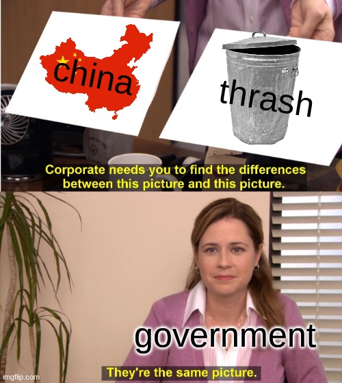 They're The Same Picture |  china; thrash; government | image tagged in memes,they're the same picture | made w/ Imgflip meme maker