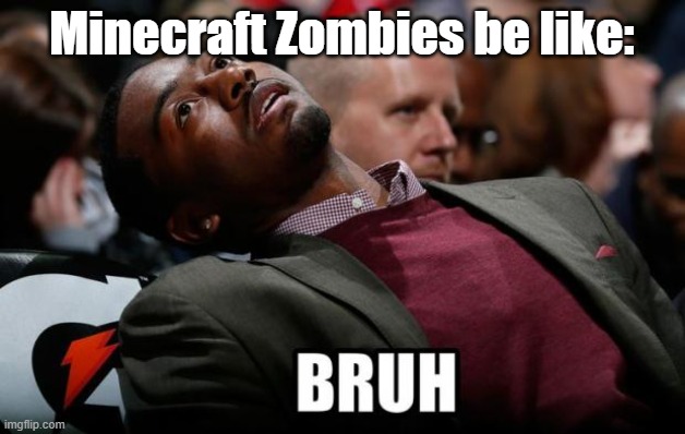 bruuuuuuuuuuuuuhhhhhhhhhhhhhhhhhhhhh | Minecraft Zombies be like: | image tagged in bruh,minecraft | made w/ Imgflip meme maker