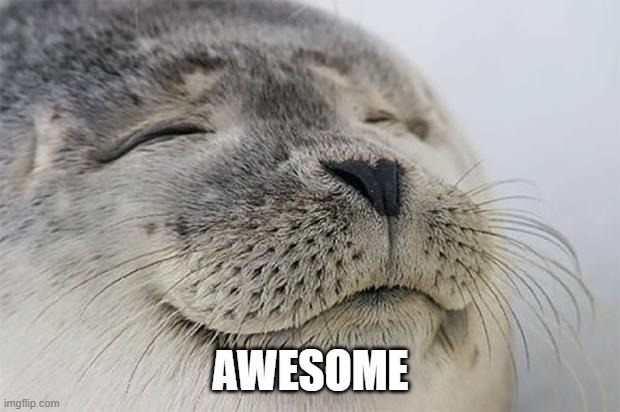 Satisfied Seal Meme | AWESOME | image tagged in memes,satisfied seal | made w/ Imgflip meme maker