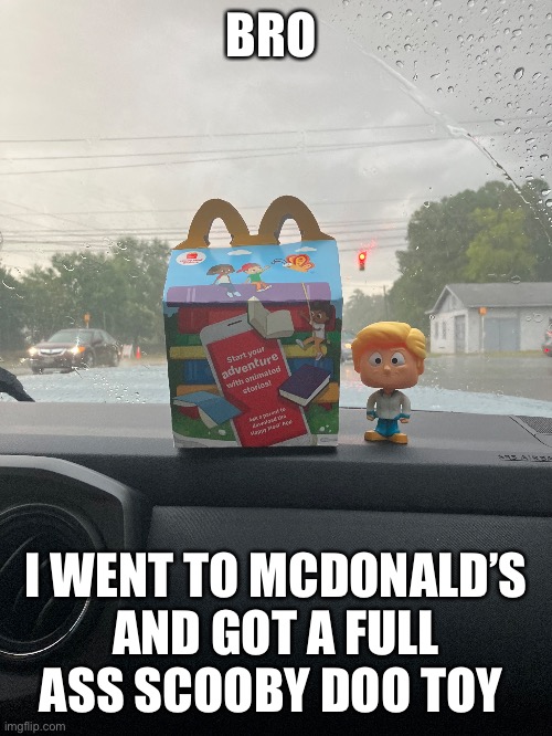 BRO; I WENT TO MCDONALD’S AND GOT A FULL ASS SCOOBY DOO TOY | image tagged in mcdonalds | made w/ Imgflip meme maker