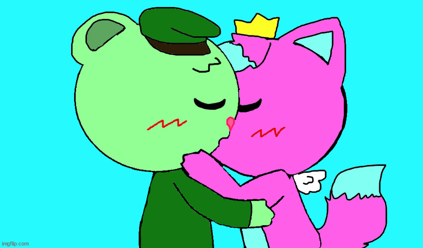 flippy x kitty | image tagged in htf | made w/ Imgflip meme maker