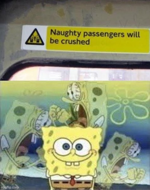 Crushed | image tagged in spongebob internal screaming,crushed,passengers,memes,meme,naughty | made w/ Imgflip meme maker