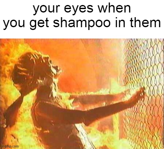 shampoo does hurt your eyes |  your eyes when you get shampoo in them | image tagged in terminator nuke | made w/ Imgflip meme maker
