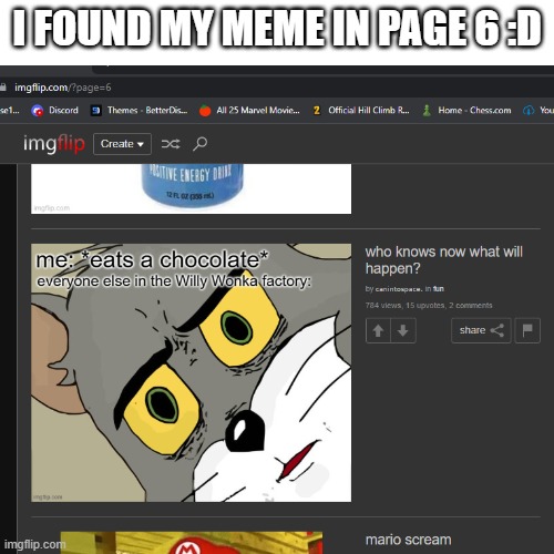 first time :> | I FOUND MY MEME IN PAGE 6 :D | image tagged in blank white template | made w/ Imgflip meme maker