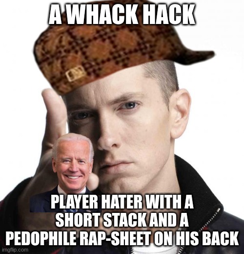 Titleist | A WHACK HACK; PLAYER HATER WITH A SHORT STACK AND A PEDOPHILE RAP-SHEET ON HIS BACK | image tagged in eminem video game logic | made w/ Imgflip meme maker