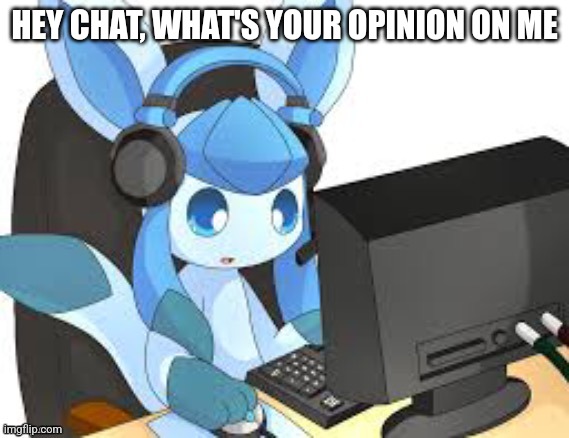 gaming glaceon | HEY CHAT, WHAT'S YOUR OPINION ON ME | image tagged in gaming glaceon | made w/ Imgflip meme maker