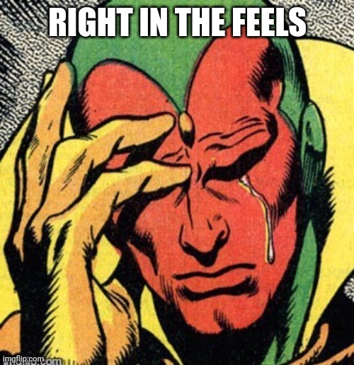 Vision marvel  world problems | RIGHT IN THE FEELS | image tagged in vision marvel world problems | made w/ Imgflip meme maker