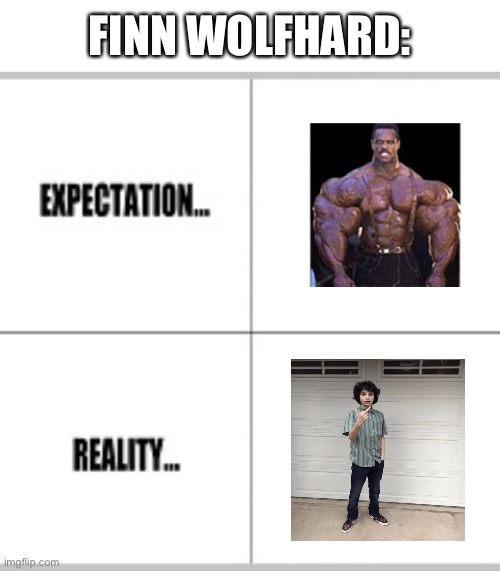Funny | FINN WOLFHARD: | image tagged in blank white template,expectation vs reality,stranger things,memes,funny | made w/ Imgflip meme maker
